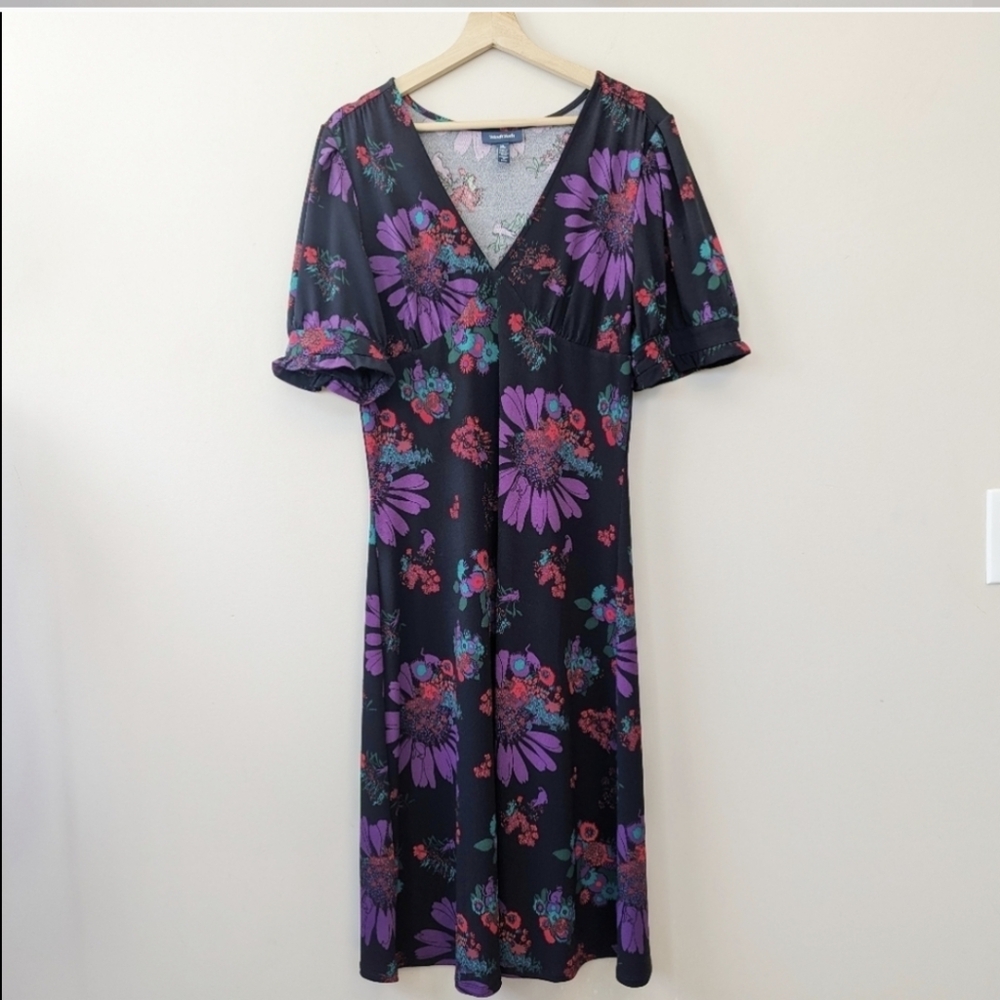 Mod Cloth Whimsy Under Wraps Cat Print Midi Dress